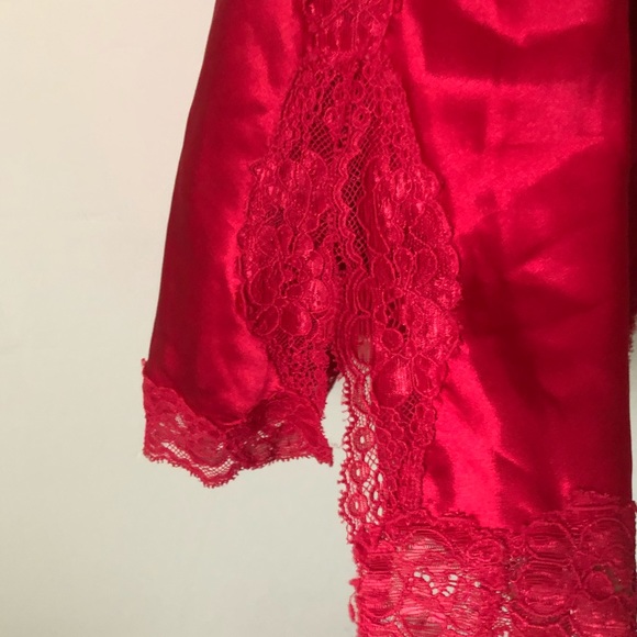 Victoria’s Secret Red Slip Dress w/ Lace Hem - Picture 5 of 6